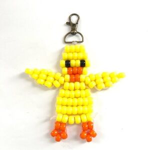 Handmade Baby Chick Beaded Keychain